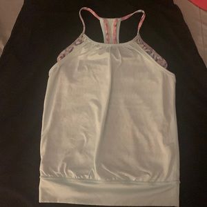 Ivivva size 10 mint green tank with patterned built in bra underneath.